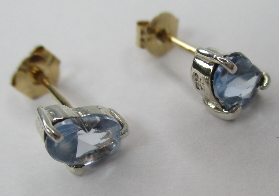 P-70 クレージュ CLAYGE 18金 シルバー ブルートパーズ ハートピアス 拍卖