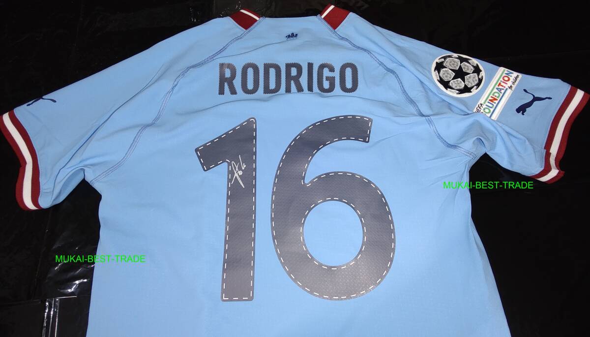 ロドリ(Rodrigo) サイン マンチェスターシティ 2022-2023 HOMEユニフォーム(player issue) 限定23 【証明書あり】3冠 トレブル拍卖