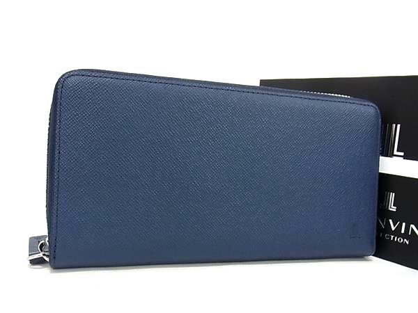 ■新品■未使用■ LANVIN COLLECTION ランバンコレクション レザー ラウンドファスナー 長財布 ウォレット ネイビー系 FA1164拍卖