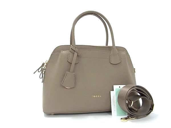 ■新品■未使用■ TOCCA トッカ レザー 2WAY ハンドバッグ ショルダー クロスボディ グレージュ系 AW5370拍卖