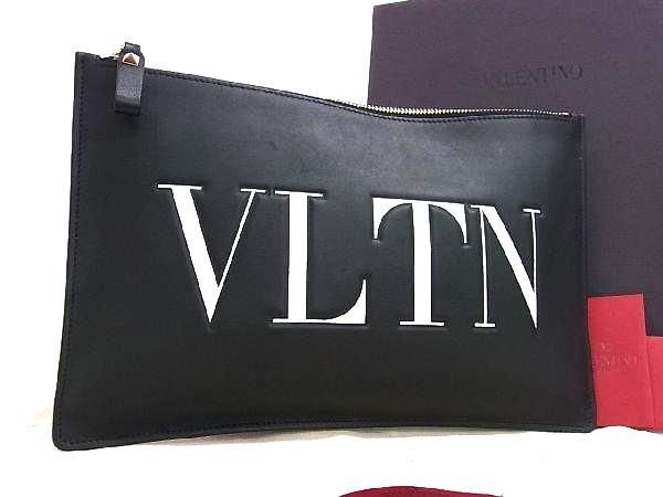 ■極美品■ VALENTINO GARAVANI ヴァレンティノ ガラヴァーニ レザー クラッチバッグ セカンドバッグ マルチケース ブラック系 AW5603拍卖