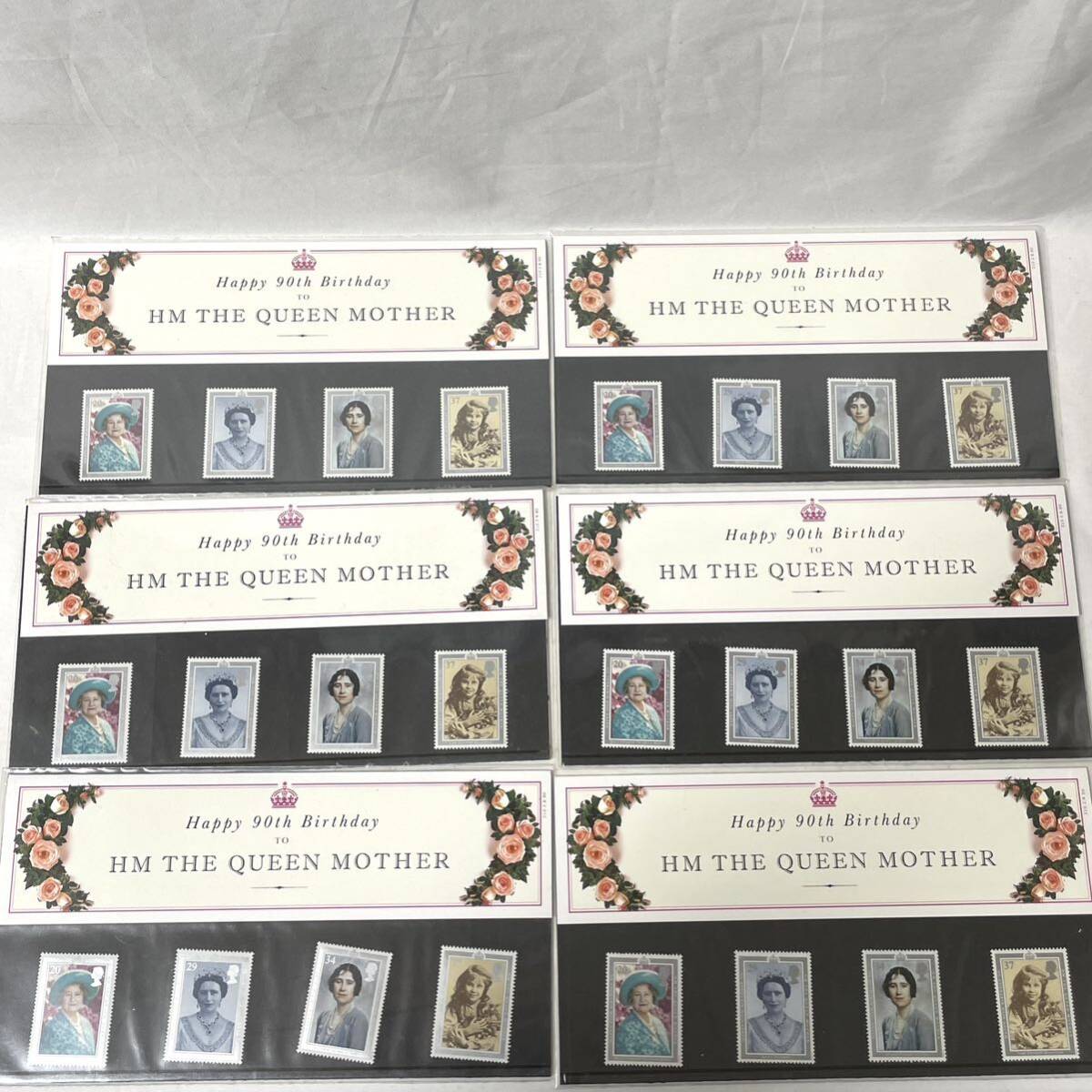 エリザベス女王 記念切手 4種 6セット Happy 90th Birthday HM THE QUEEN MOTHER (r763)拍卖