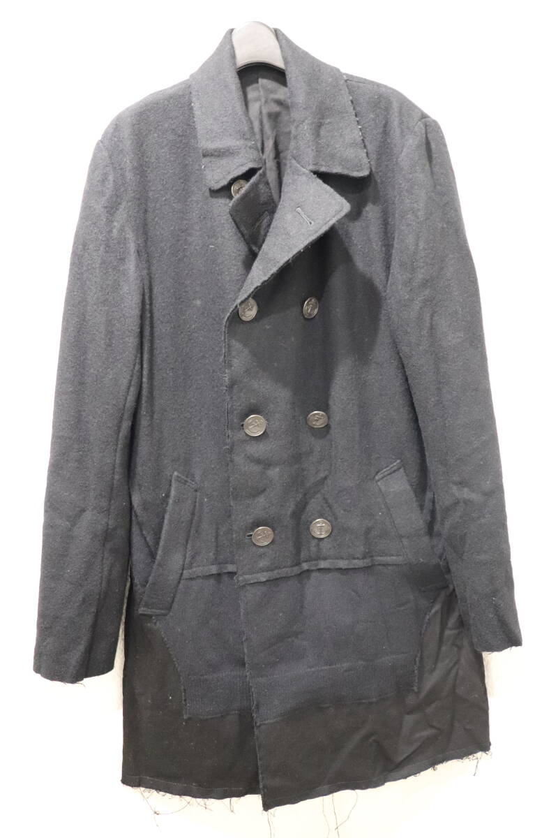 即決 04AW but beautiful期 UNDERCOVERISM アンダーカバーイズム 3種素材ドッキングコート Pコート 切替チェスターコート 鉄ボタン メンズM拍卖