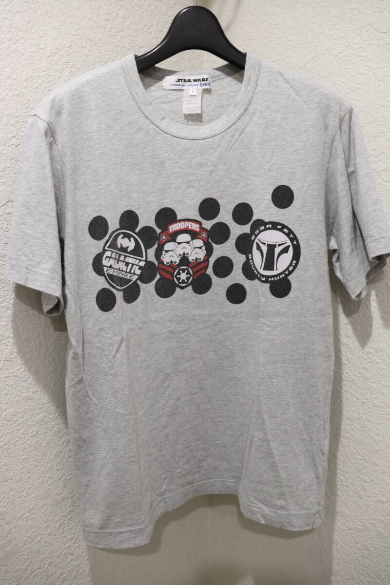 即決 13SS COMME des GARCONS SHIRT コムデギャルソンシャツ × STAR WARS スターウォーズ プリントTシャツ メンズS グレー拍卖