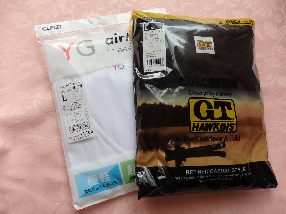 VネックTシャツ3枚セット★ Lサイズ GT2枚 Yg air MADE1枚拍卖