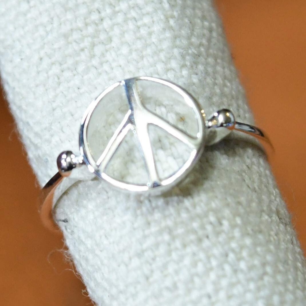 SR2531 指輪シルバー925刻リング 11.5号 平和 PEACE 送料込拍卖