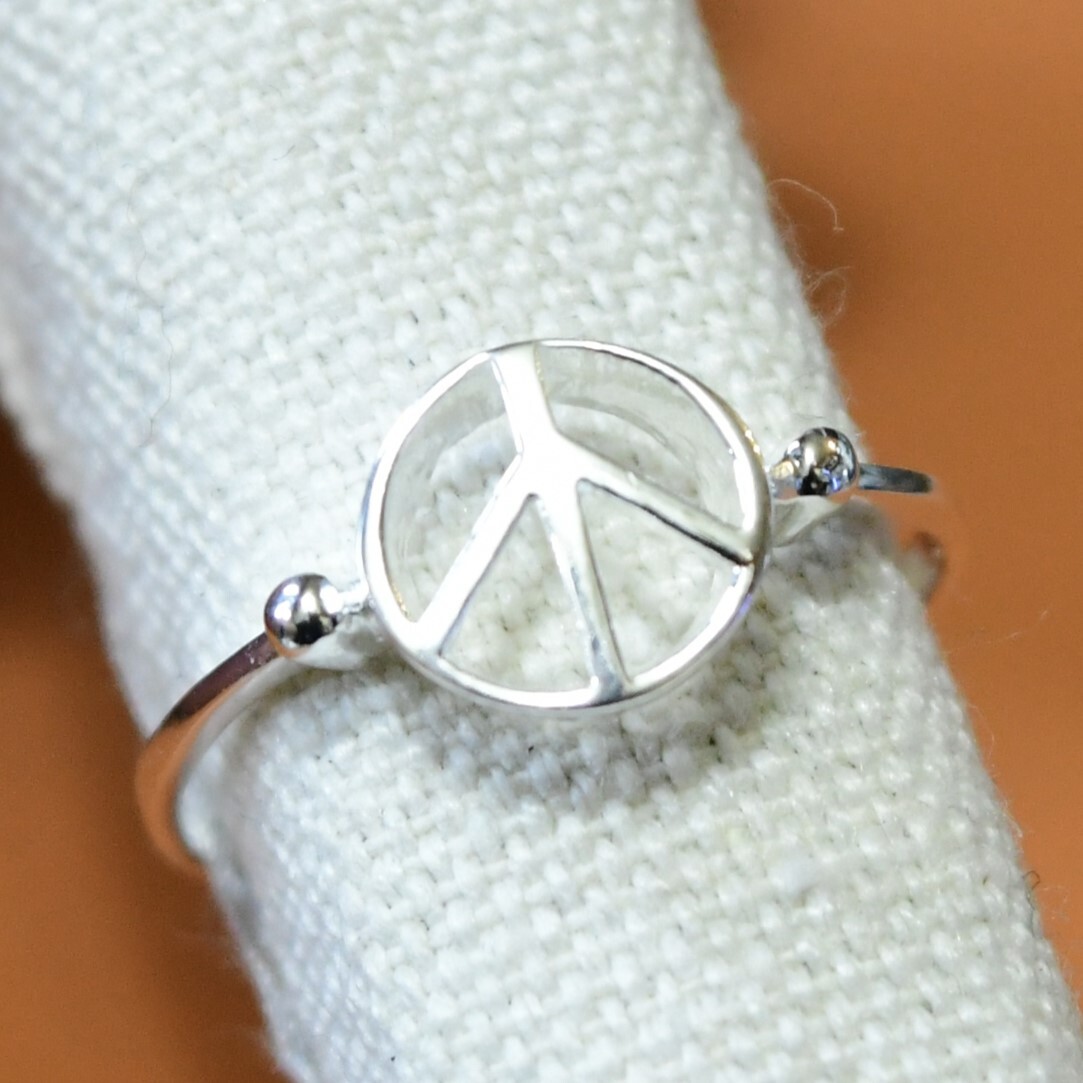 SR2513 指輪シルバー925刻リング 18号 平和 PEACE 送料込拍卖