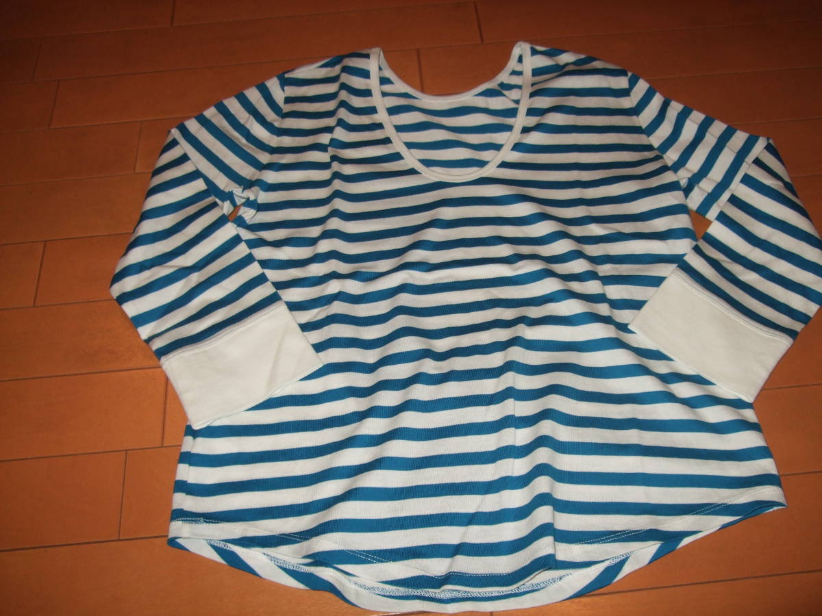 美品☆ミラオーウェン バックスクープネックボーダーカットソー☆サイズF拍卖