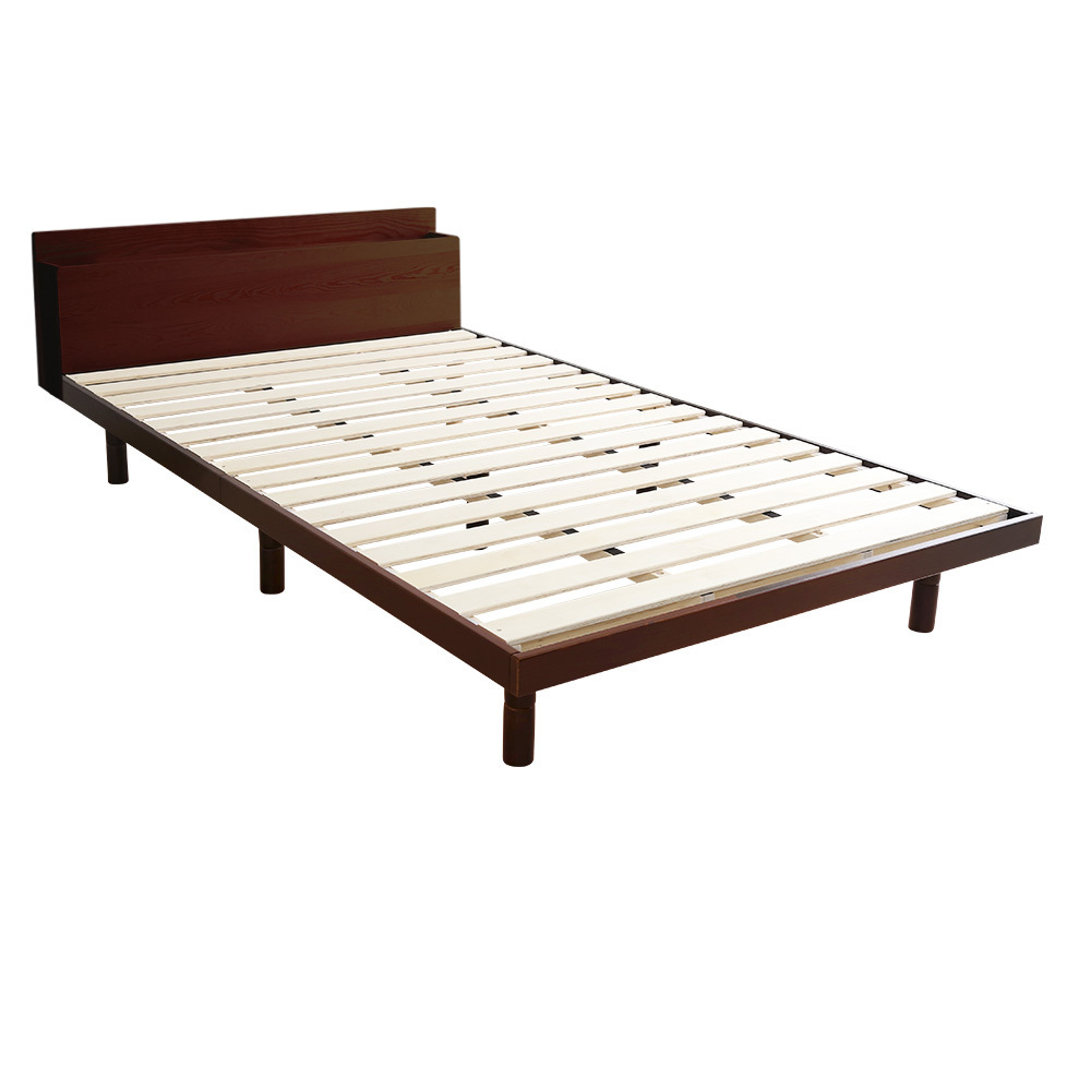 【宮セット】パイン材高さ3段階調整脚付きすのこベッド(セミダブル) LPS-MP-01SD-BR ブラウン拍卖