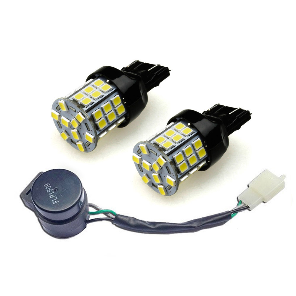 ホワイト強弱2段照度 T20/7443 45連SMD(24+21) LEDダブル球 白/白 リレー付 2個拍卖