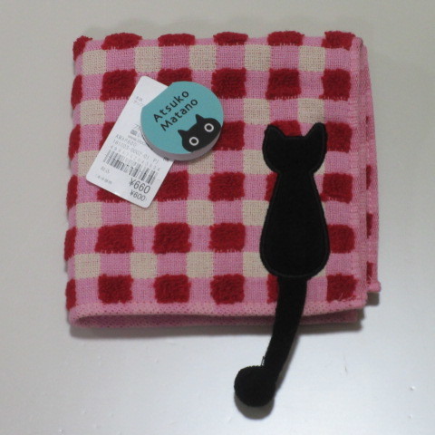 マタノアツコ タオルハンカチ ネコ/ポコポコギンガムチェック レッド【Atsuko Matano】拍卖