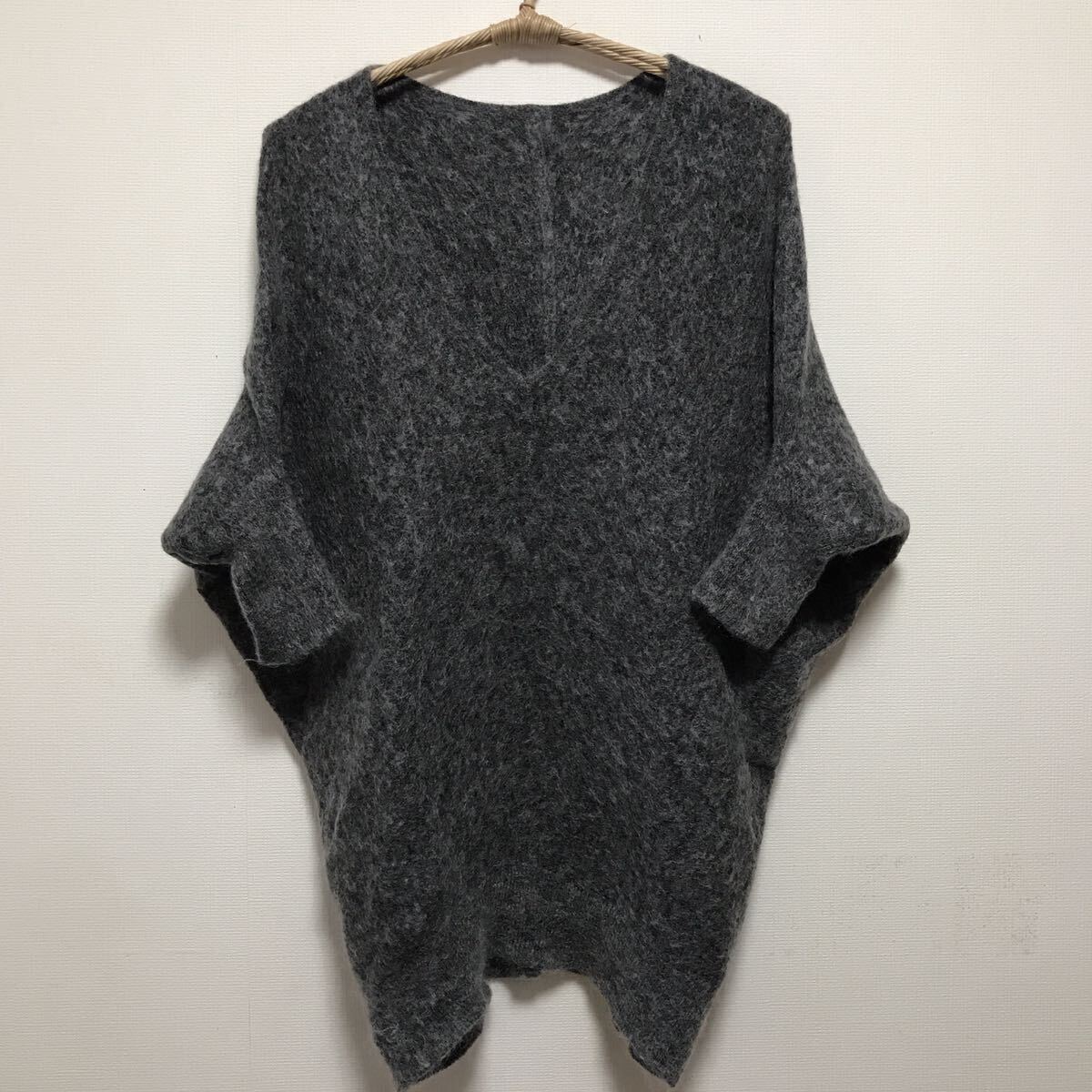 中古 美品 SANPARIE 大松 モヘアニット Mサイズゆったり グレーゆったりサイズ拍卖