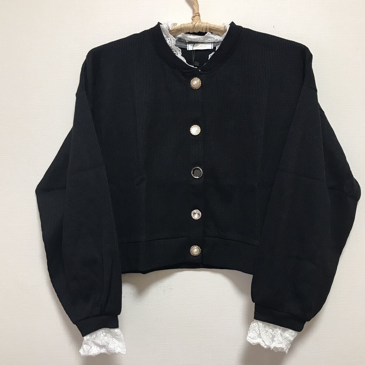 新品未使用Coquette パピエール黒カーディガン Mサイズカーディガン 長袖拍卖