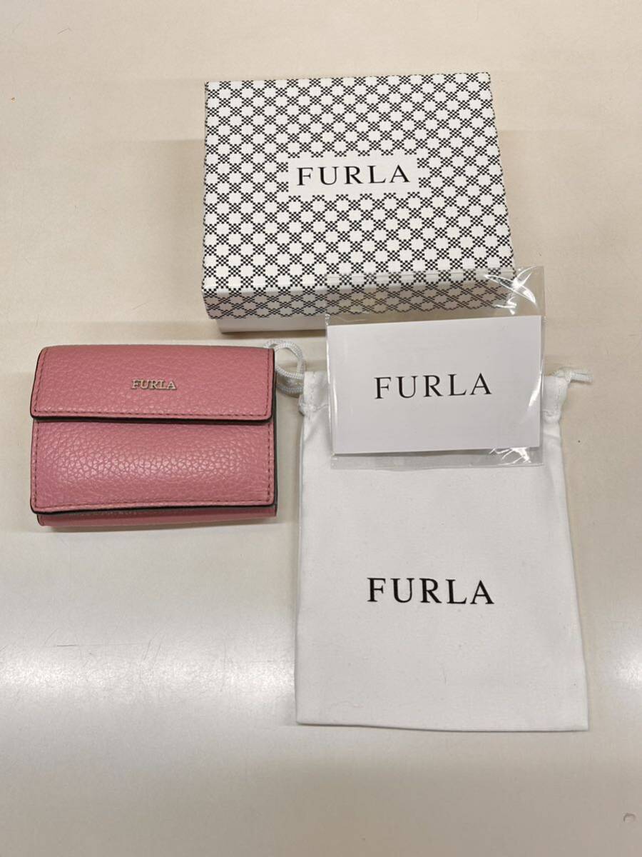 FURLA フルラ レザー 三つ折りミニコンパクト財布 、ピンク系拍卖