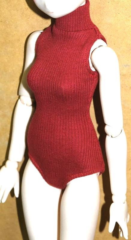 MDD/パラボ40用 袖なし リブニット ボディースーツ 赤(送料込)拍卖