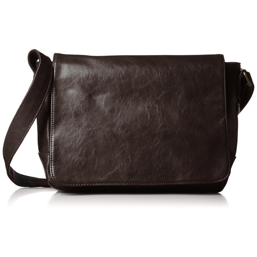 シンプルレザーかっこいい小さめサイズ合皮ショルダーバッグ(ダークブラウン)拍卖