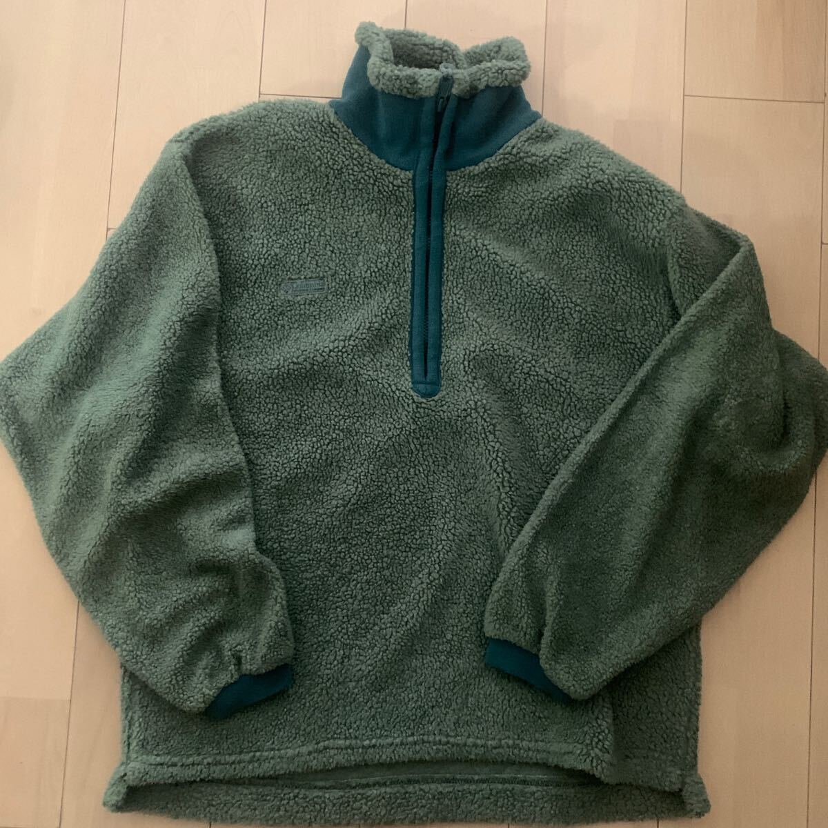 90s【Columbia】コロンビア ボア フリース プルオーバー ジャケット オリーブ アーミーグリーンS USA製拍卖