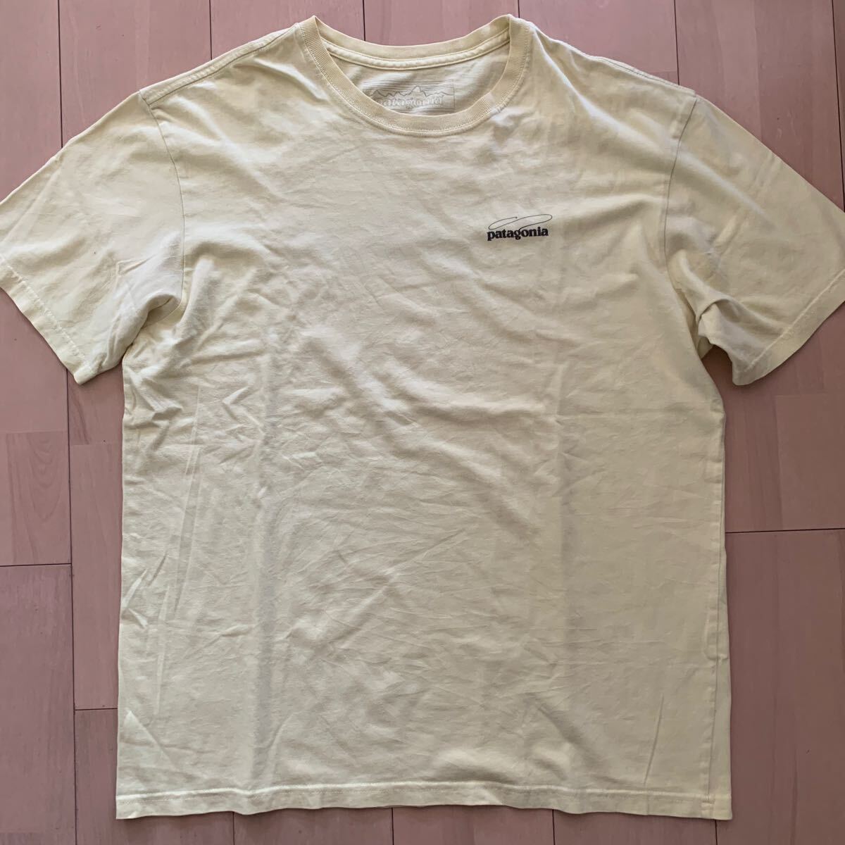 【Patagonia】パタゴニア 両面プリント 半袖Tシャツ L イエロー USA製 アングラー トラウトTee拍卖
