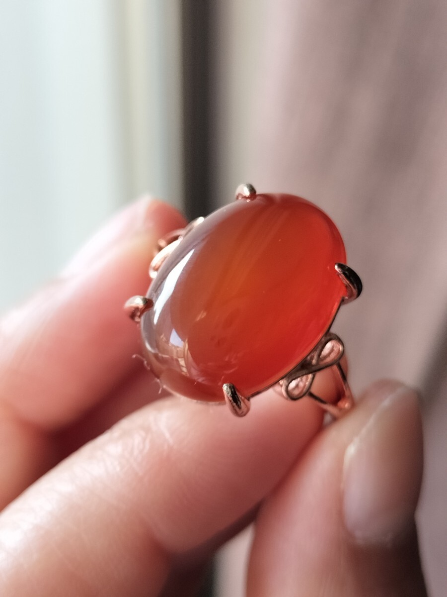 瑪瑙 赤玉瑪瑙 メノー 天然玉 リング 指輪 フリサイズ拍卖