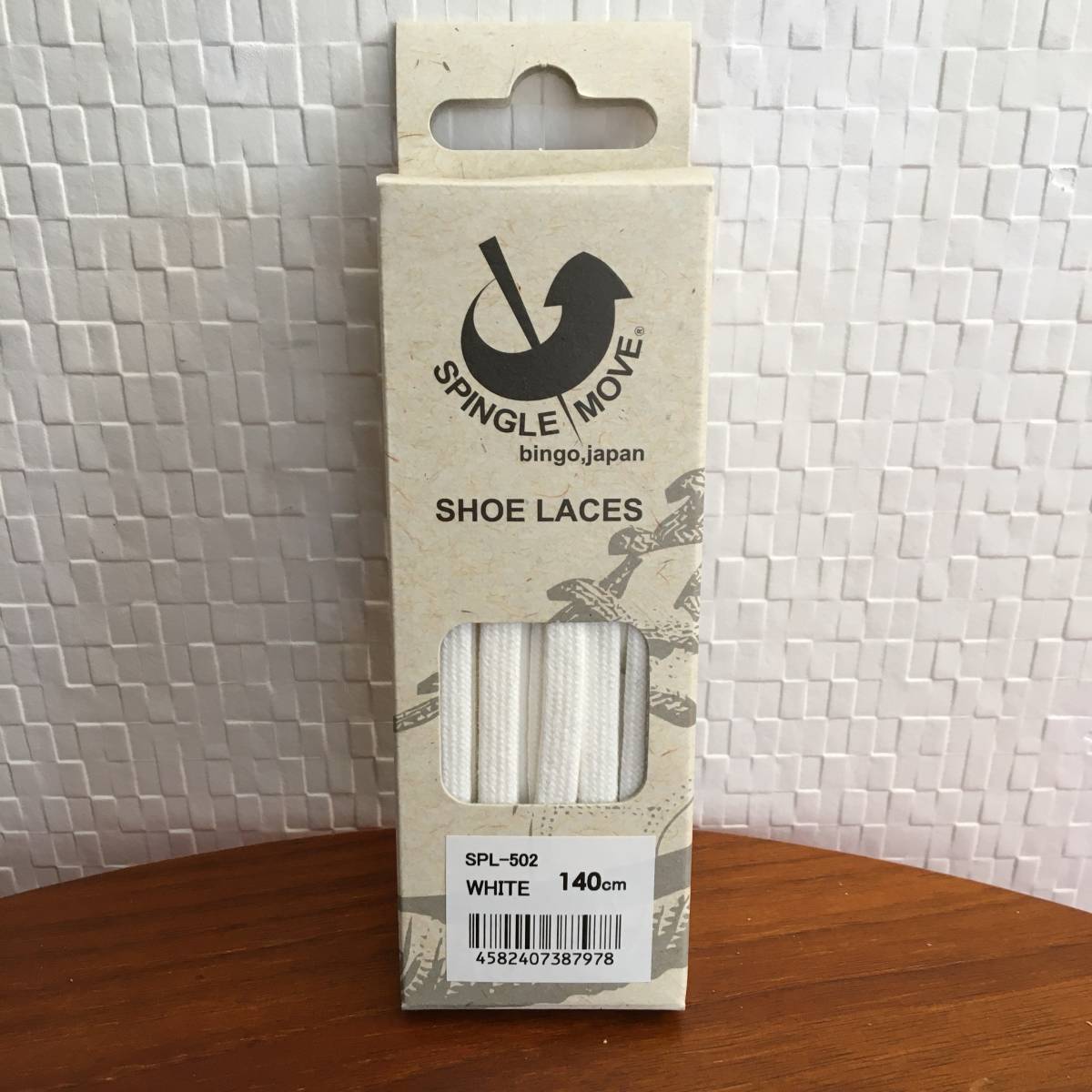 ● 送料¥180~ ● 140cm SPL-502 ホワイト 白 SPINGLEMOVE スピングルムーブ 靴ひも 紐 平紐 シューレース 替紐 (新品)(正規品)拍卖