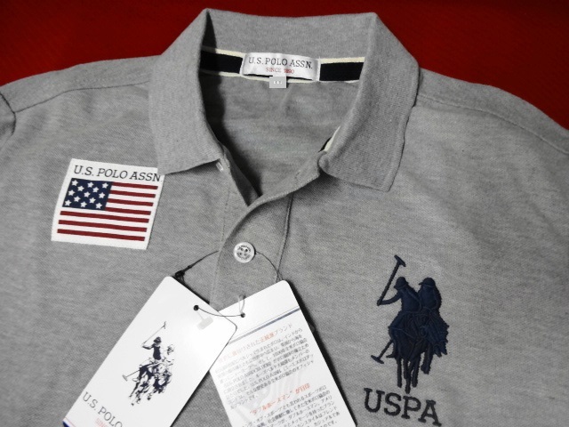 新品 POLO 半袖 ポロ LL グレー エンブレムいっぱい /パパPOLO レターパック拍卖