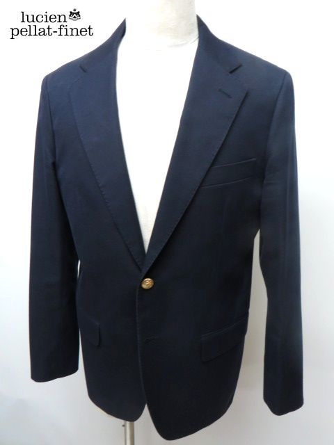 ルシアンペラフィネ lucien pellat-finet メンズ コットン ウール メタル ネイビー ジャケット ・M / 美品!希少価値!イタリー製拍卖