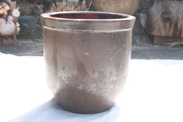 【旧家蔵出し】★美品 陶磁器『古くて大きな水甕 径』瓶 壺 蹲★(検:初だし/古民具/古民家/園芸/常滑/瀬戸/メダカ/金魚/当時物)0拍卖