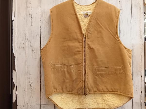 【ビンテージ】Carhartt 70s USA製 パイルボアダックベスト カーハート 70年代 メンズ XL SCOVILL ジップ オーカー キャメル アメカジ拍卖