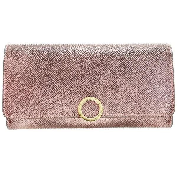 12441 ブルガリ 長財布 ブルガリブルガリ ロングウォレット グレインレザー メタリックローズ系 287068拍卖