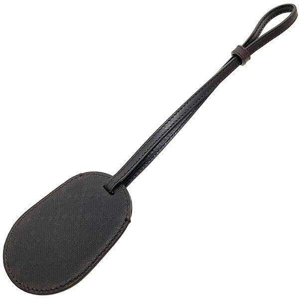 12002 グッチ ネームタグ ディアマンテ ネームプレート レザー 革 ダークブラウン 濃茶 こげ茶 256898拍卖