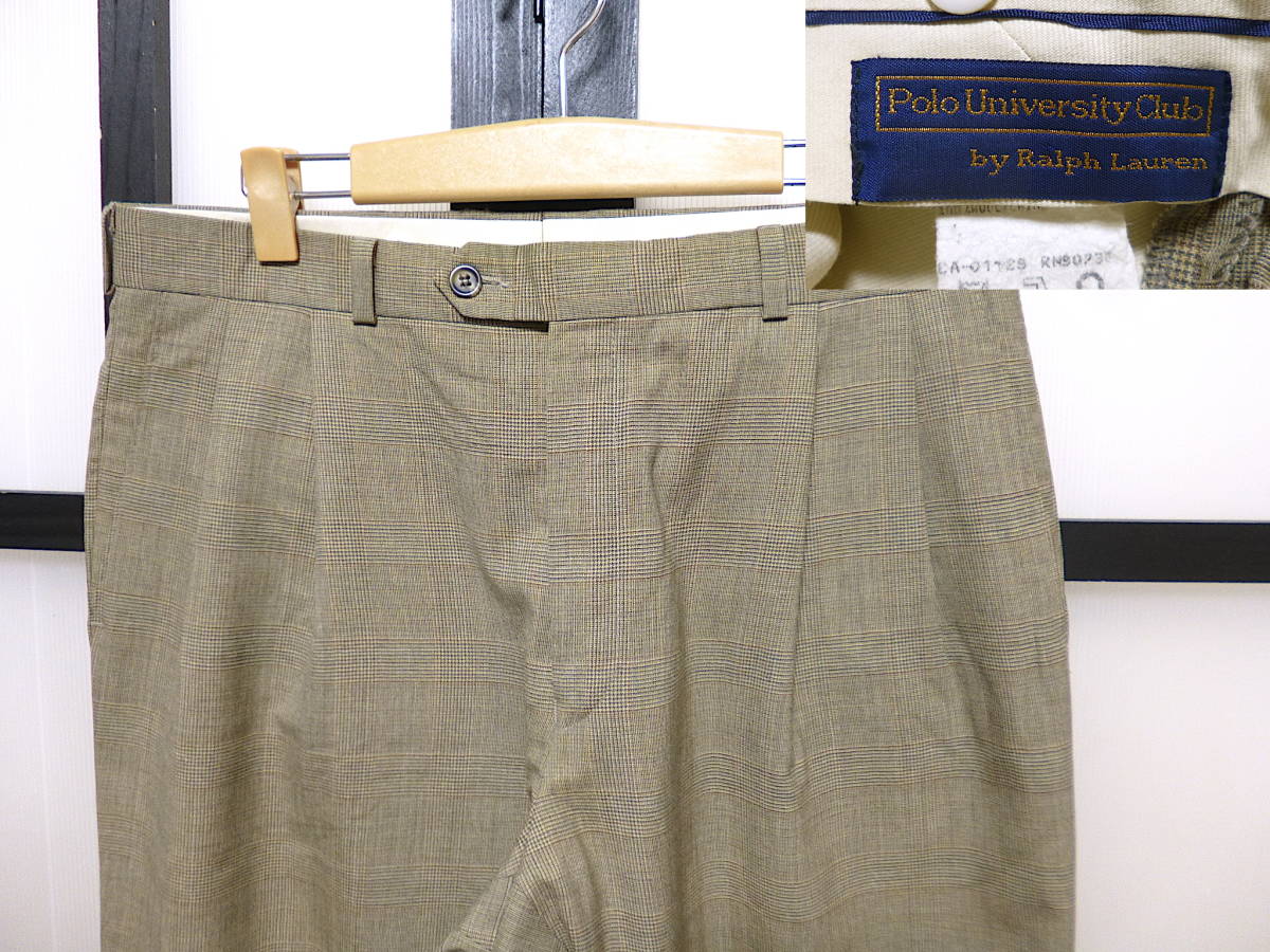 ポロユニバーシティクラブ by ラルフローレン グレンチェック柄 ツータック パンツ カナダ製 / RALPH LAUREN スラックス拍卖