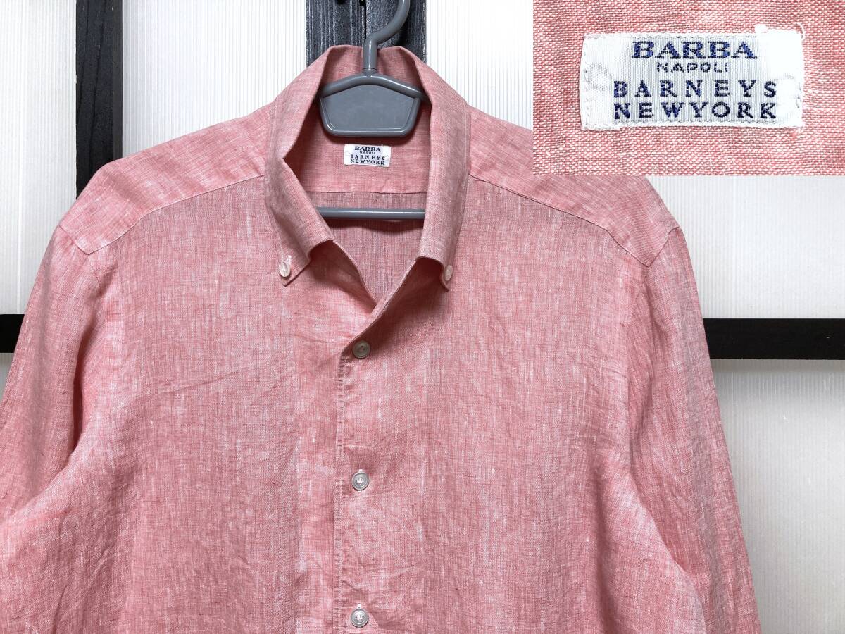 バルバ バーニーズニューヨーク 麻100% ボタンダウン シャツ イタリア製 / BARBA BARNEYS NEW YORK リネン BD 伊製拍卖