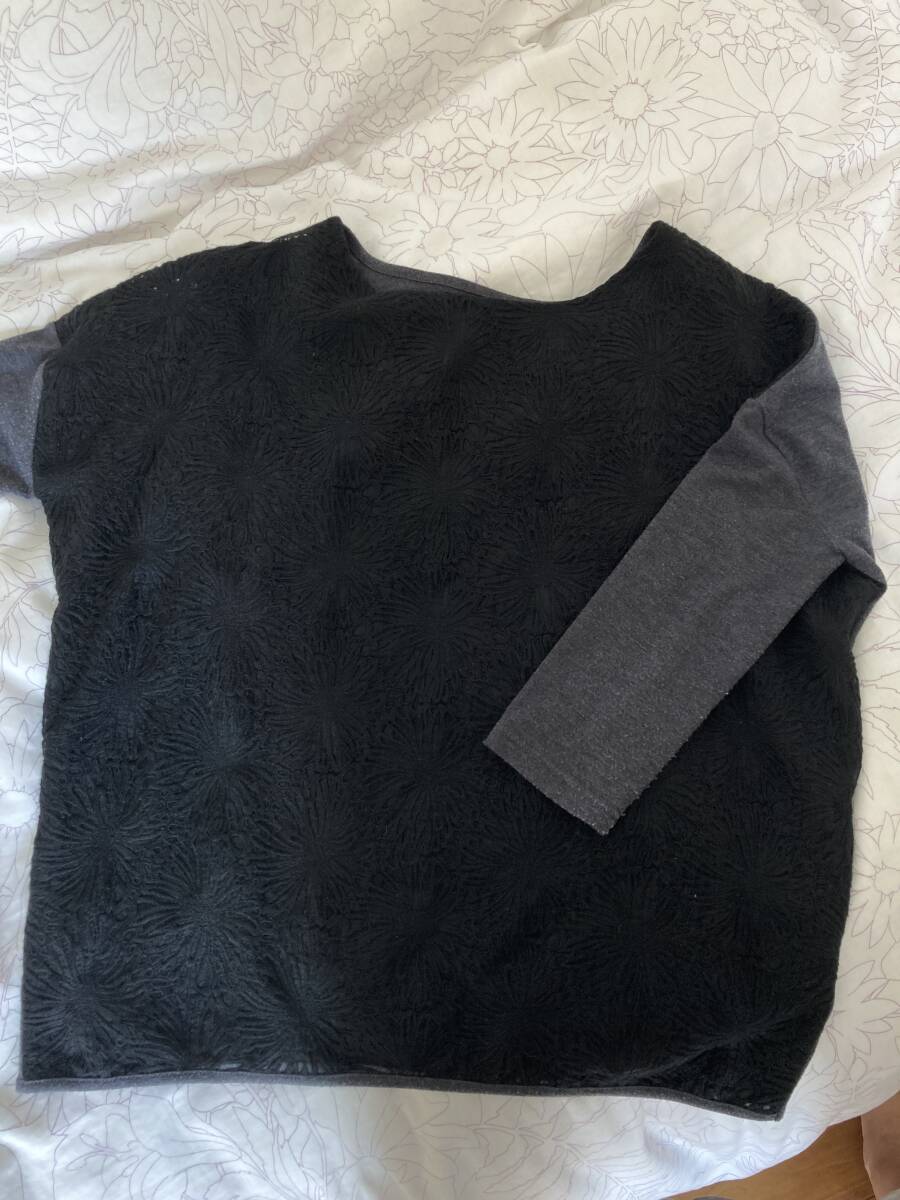 (Used) BEARDSLEY Tシャツ レース生地 カットソー レディース ビアズリー 黒 グレー拍卖
