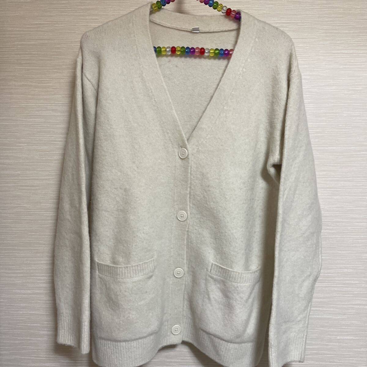 【送料無料】160 UNIQLO ユニクロ カーディガン セーター アイボリー 秋冬 S拍卖