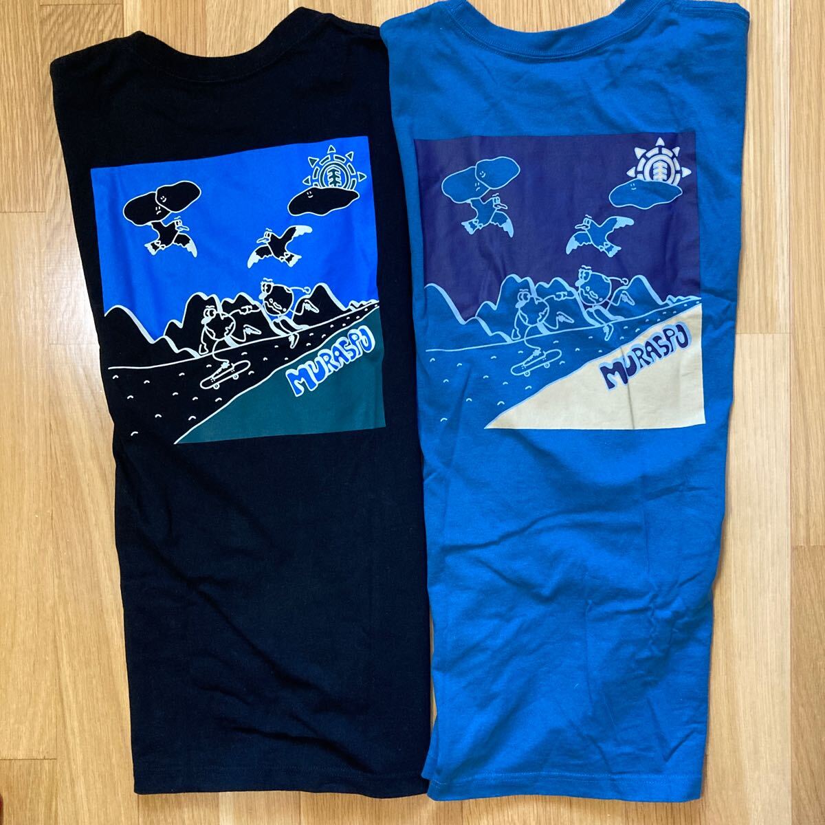 2点SET 美品 ELEMENT Tシャツ 黒 青 ムラスポ コラボ ムラサキスポーツ スケートボード スケボー DC サンタクルーズ トイマシーン antihero拍卖