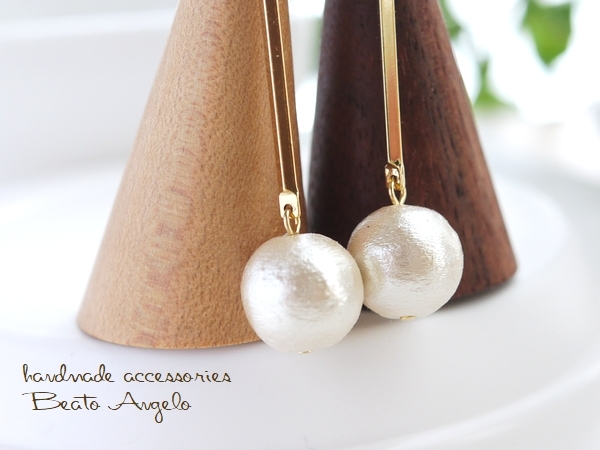 +angelo+コットンパールのスティックバーピアス(p-423)キスカ G 12mm シンプル拍卖