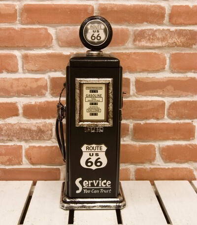 マルチキャビネット ガスポンプ ROUTE66 黒 ブラック 飾り棚 2段 棚 小物入れ ディスプレイ 飾り 置物 インテリア アメリカン雑貨拍卖