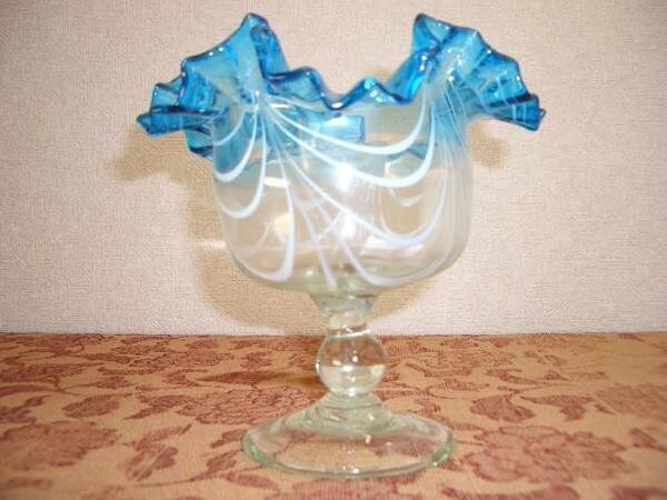 高級!!青色ガラスコンポート(極上A)拍卖