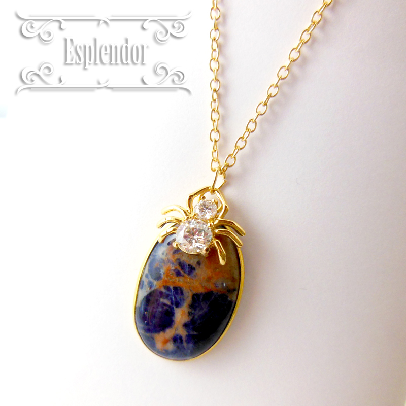 レア★高品質ゼオライトインソーダライト スパイダーペンダントネックレス拍卖