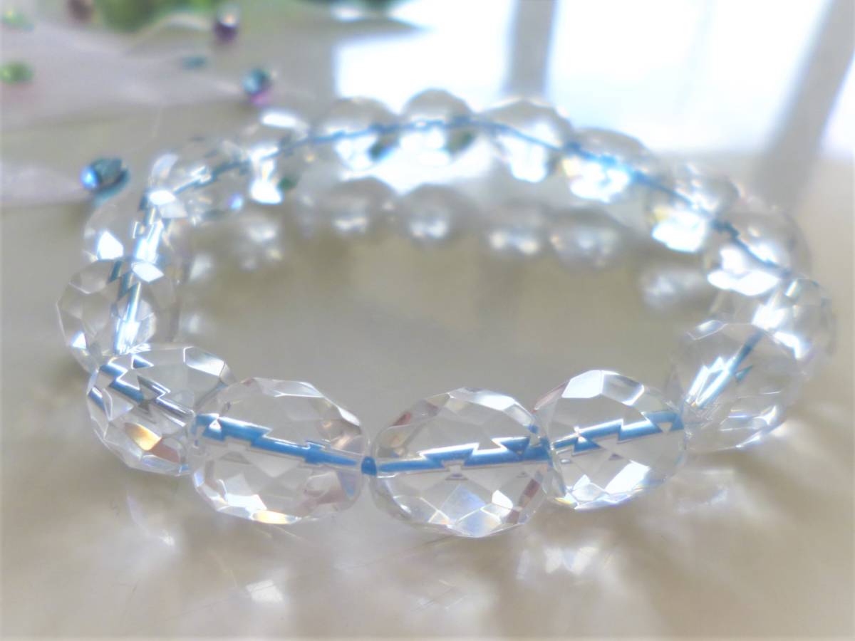 ☆可愛いぷっくりハートカット☆高品質AAA☆64面☆天然クリスタル☆キッスミーちゃん☆パステルブルー☆ ☆10mm☆ ☆16cm☆拍卖