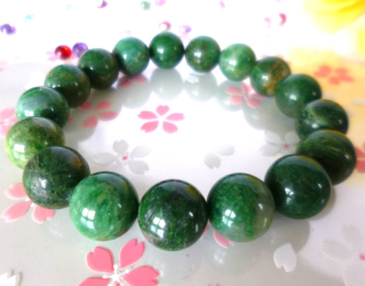 ☆希少☆大自然の癒し☆リラックス効果☆ストレス解消☆ヒーリングストーン☆縁結び☆ ☆バーダイト☆ ☆大珠12.5mm☆17.5cm拍卖
