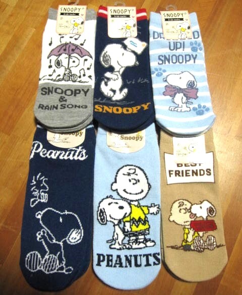 *送料無料*新品*SNOOPY*19-24㎝/23-25㎝*6足*スヌーピー・チャーリーブラウン*kids*PEANUTS*拍卖