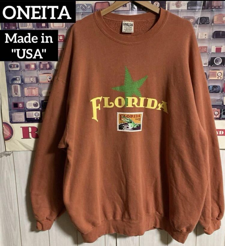 USA製ヴィンテージONEITAオニータFROLIDAロゴビッグスウェットXXLアニマル物トレーナー拍卖