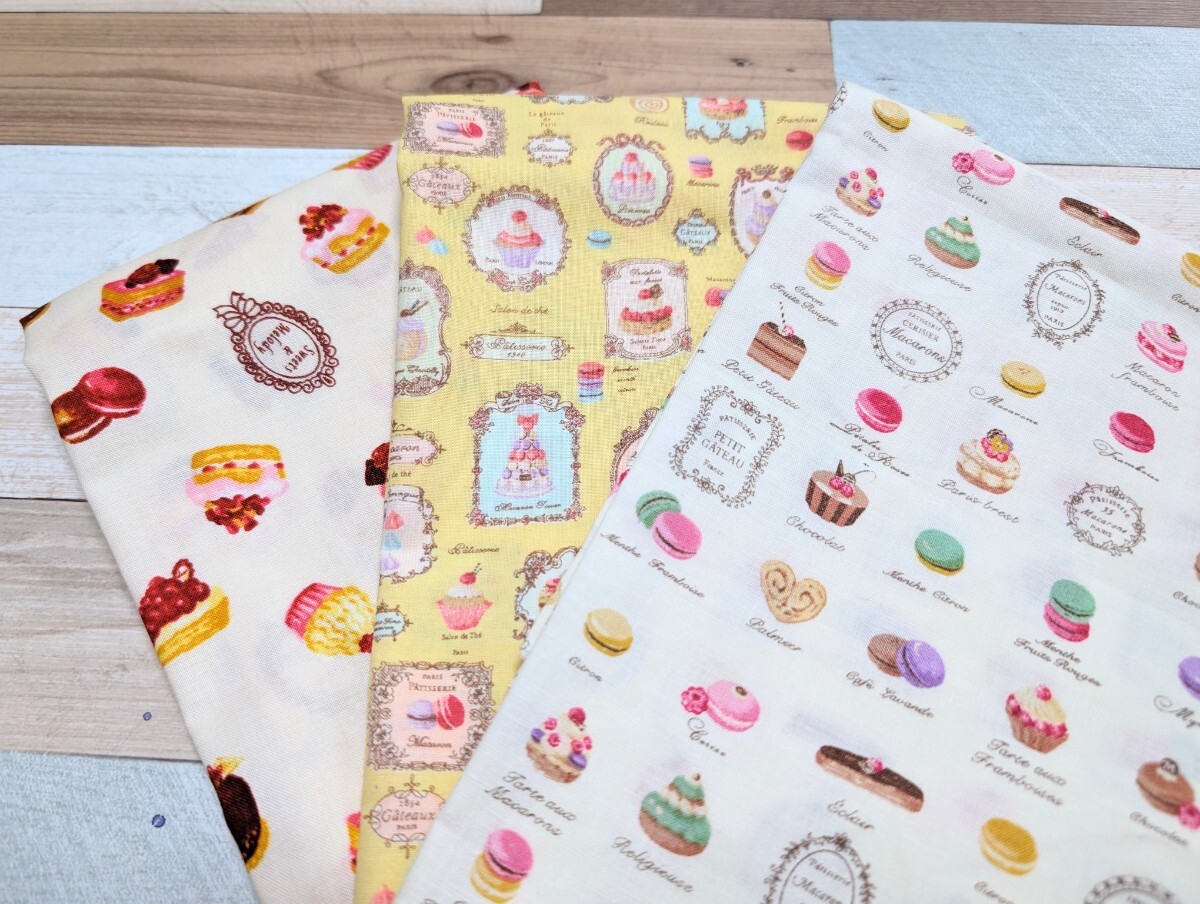 *ハンドメイド*ランチョンマット40×60cm3枚セット*マカロン・スイーツ・ケーキ柄*入園・入学・新学期準備*小学校拍卖