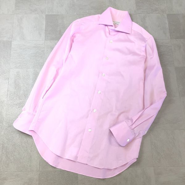 美品 tomorrow land トゥモローランド 長袖シャツ メンズ 37 M相当 ピンク 日本製拍卖