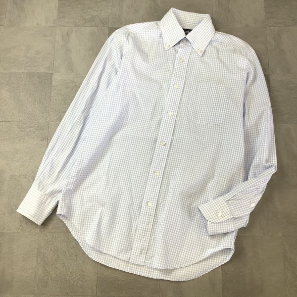 Maker’s Shirt メーカーズシャツ 鎌倉シャツ ギンガムチェック 長袖 ボタンダウンシャツ メンズ ブルー 38-82 15 32 1/3拍卖