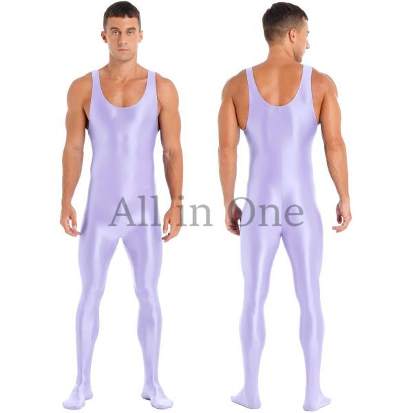116-169-36 メンズ ツヤツヤ 全身 ジャンプスーツ コスプレ【パープル,XLサイズ】男性 タンクトップ セクシー 過激 キャットスーツ エロ .2拍卖