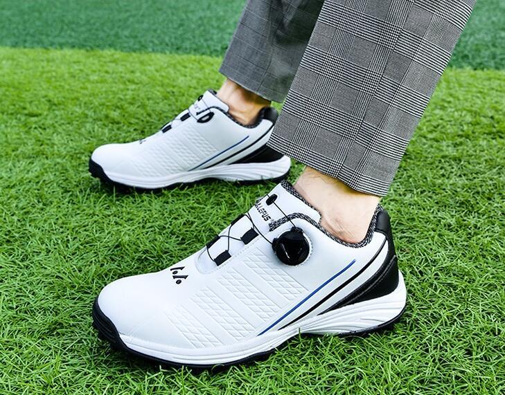 ゴルフシューズ メンズ 新品 ダイヤル式 4E 幅広い 男女兼用 フィット感 軽量 運動靴 スポーツシューズ 防水 防滑 耐磨 弾力性 白黒拍卖