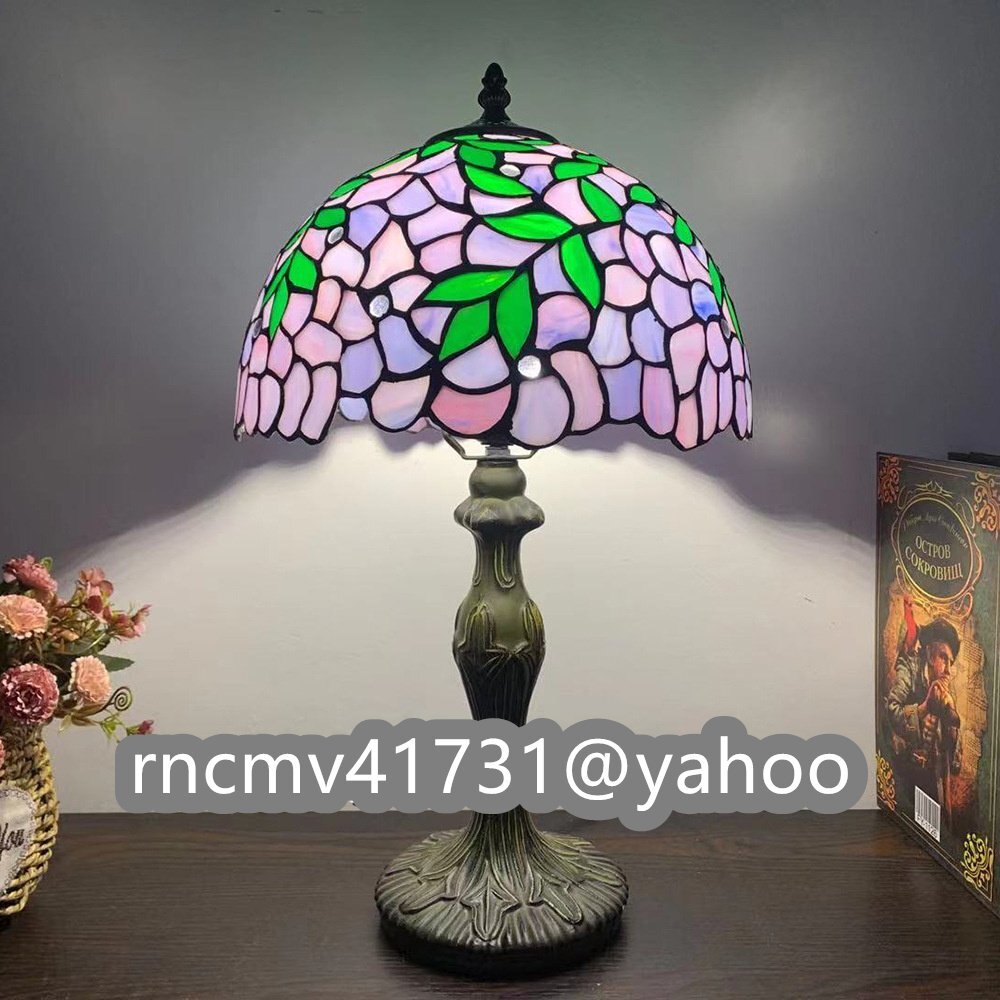 「81SHOP」 ステンドランプ アラセイトウ 花柄 照明 ティファニー技法 ステンドグラス 室内装飾 レトロな雰囲気 テーブルスタンド拍卖