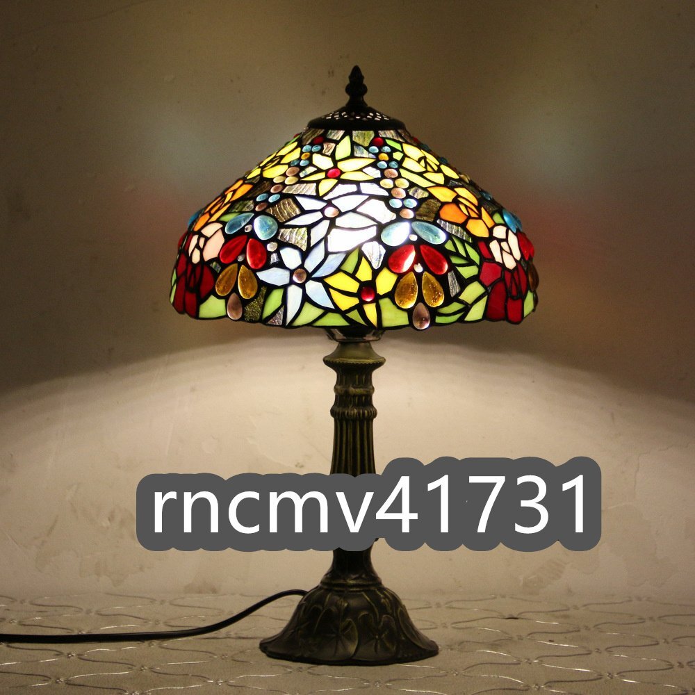 「81SHOP」 ステンドランプ 花柄 照明 ステンドグラス レトロな雰囲気 ティファニー技法 室内装飾 テーブルスタンド拍卖